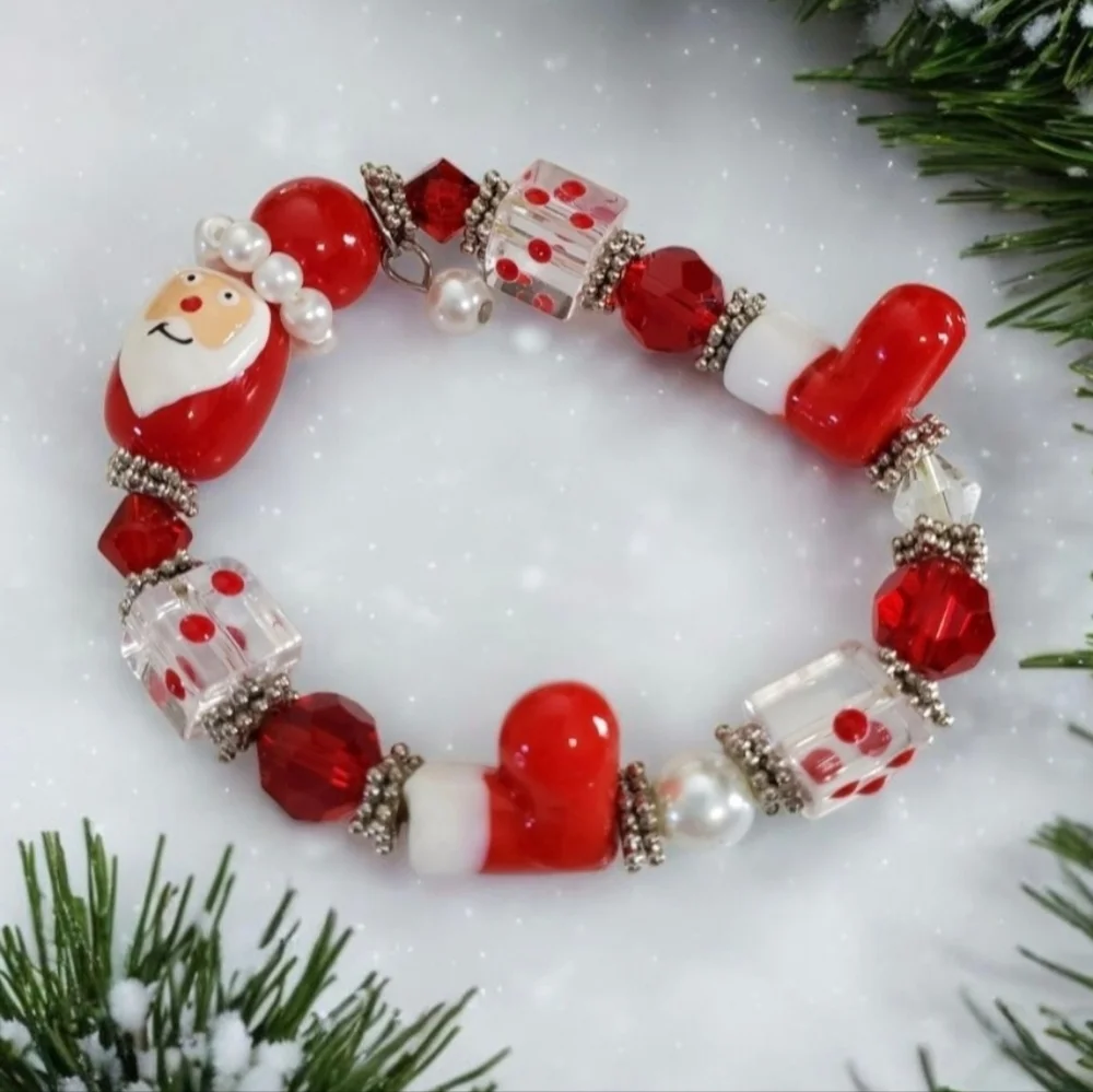 Santa Lampwork Stretch Bracelet